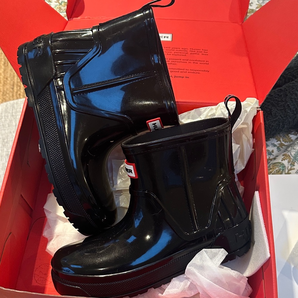 Hunter Kids Glossy Black Rain Boots